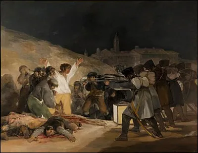 De quel événement s'inspire "Le Trois mai 1808 à Madrid" de Goya (1814) ?