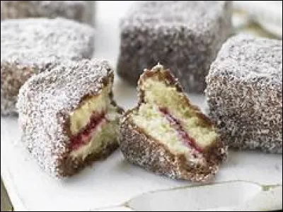 Vous avez reconnu très rapidement cette friandise faite de génoise, j'en suis sûre. Il s'agit bien sûr des lamington, en provenance directe :