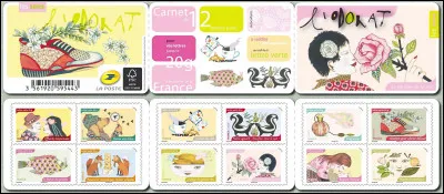 N'hésitez pas à agrandir cette photo, en cliquant dessus, l'un des timbres de ce carnet, représentant deux animaux, vous propose une réponse ... alléchante !