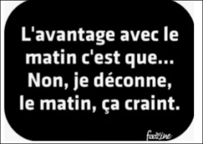 Ouvrons la fenêtre. L'air frais du matin nous emplit les poumons. Cet air est...