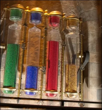 De quelles pierres précieuses est rempli le sablier qui compte les points accordés aux Poufsouffle ?