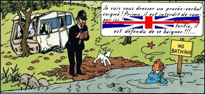 Tintin a beau aimer voyager, il lui arrive parfois d'écoper d'une amende. Quel est le "secondo" énoncé par l'agent de police ?