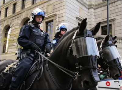 Vous allez certainement trouver mon métier immédiatement. Je travaille dans la loi. Je ne travaille pas uniquement avec les chevaux, puisque j'utilise le plus souvent une voiture, un vélo ou parfois une moto. Le fait que je monte une grande bête incite les citoyens au respect. Qui suis-je ?