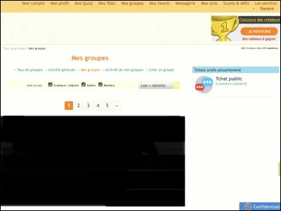 Un groupe, c'est un ''lieu'' sur le site qui peut être créer par n'importe qui (s'il est détenteur d'un compte Quizz.biz). On peut y trouver des quiz, des forums et des membres. Pour aller sur un groupe dont on est membre, il faut aller sur la page (...).