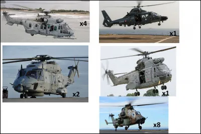 Sur le porte-hélicoptères, quel est le nombre total d'appareils disponibles ?