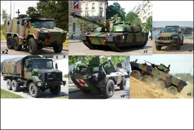 Enfin, dans la partie transport de matériel du porte-hélicoptères, ces engins de l'armée sont garés dans le hangar. Nommez-les !