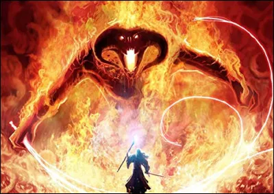 On voit le Balrog (on l'appelle aussi le Balrog de Morgoth ou l'ombre et la flamme) :