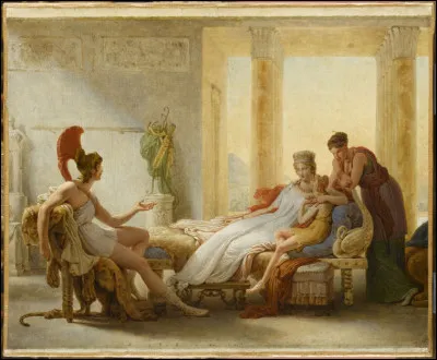 Il rencontre la reine de la cité, Didon. Celle-ci tombe immédiatement amoureuse d'Énée, et l'invite à lui conter ses aventures. Énée lui explique qu'il doit bâtir la cité Hespérie. Quelle est la signification de ce nom ?