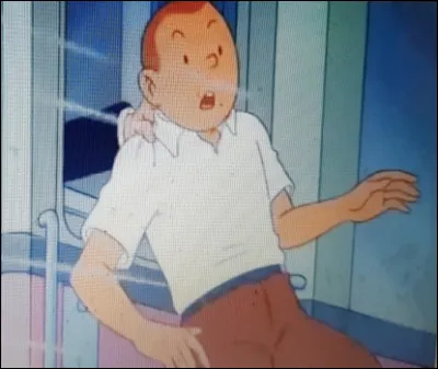 Par qui Tintin se fait-il attraper lorsqu'il tente de rattraper le train ?