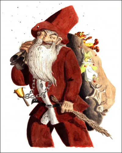 Qui est le compagnon de Saint Nicolas, un vieillard rustre qui menace de son fouet les enfants turbulents ?