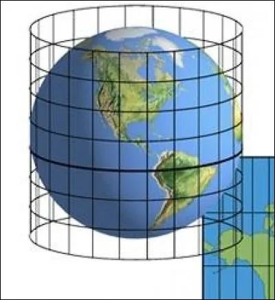 Quel type de carte projette la surface de la Terre sur un cylindre ?