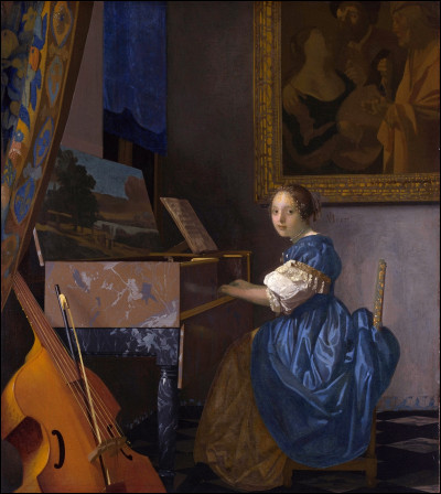 Quel peintre hollandais du XVIIe a réalisé le tableau "Jeune femme au virginal" ?