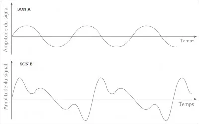 Les instruments émettent des sons complexes (appelés aussi sons composés). Ainsi, leur représentation graphique est différente des sons purs. Sauriez-vous différencier ces deux types de sons selon leur représentation graphique ?