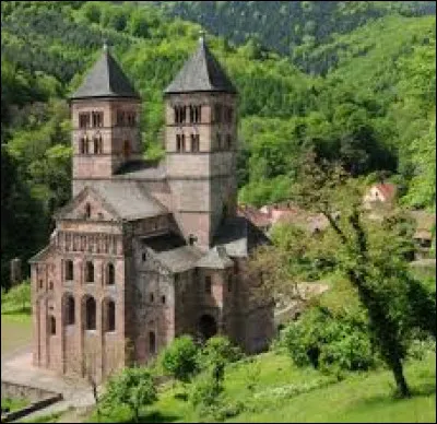 Sur cette photo sont visibles deux hautes tours de grès, vestiges d'une célèbre abbaye romane. Il s'agit de l'abbaye de...