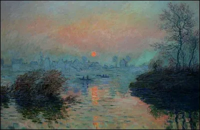 Nous voici à Lavacourt. La toile est intitulée "Lavacourt, soleil couchant effet d'hiver", signée par l'artiste :