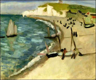 Sa toile se nomme "Falaises d'Amont à Étretat" :