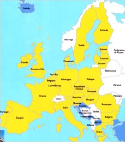 L'Union europ&eacute;enne compte &agrave; ce jour (2020) 27 membres. 3 pays ont supprim&eacute; leur demande d'adh&eacute;sion, 5 demandes sont &agrave; l'&eacute;tude, 2 autres candidats sont en bonne voie. La demande d'un pays a &eacute;t&eacute; rejet&eacute;e en 1987. Lequel ?
