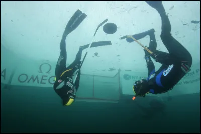 Le hockey sous glace se joue non pas sur la surface d'un lac gelé, mais en dessous