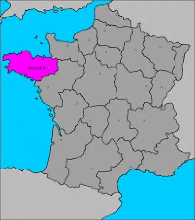 Quelle région correspond à la tache rose sur la carte de France ?