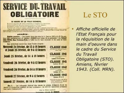 À la demande de quel pays le gouvernement de Vichy instaure-t-il le Service du Travail Obligatoire (S.T.O.) ? Et en quelle année ?