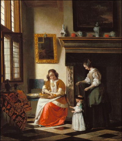 Quel peintre hollandais du XVIIe est l'auteur du tableau "Apprendre à un enfant à marcher" ?