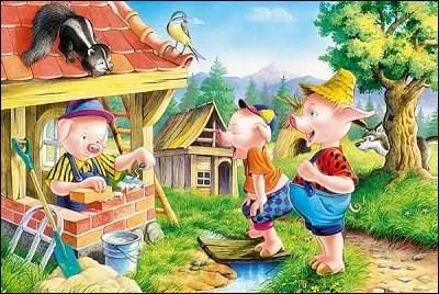 En quoi tait construite la maison la plus fragile des Trois Petits Cochons ?