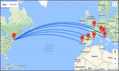Combien de mètres séparent Montréal de Rome ?