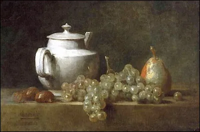 Qui a peint "Nature morte avec théière, raisins, noix et poire" ?