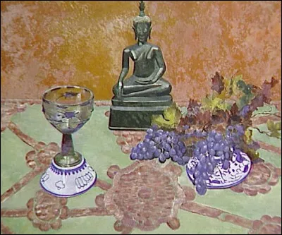 Qui a peint "Nature morte au Bouddha et raisins" ?