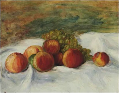 Qui a peint "Nature morte, pêches et raisins" ?
