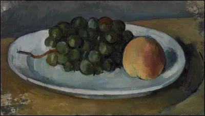 Qui a peint "Grappe de raisins et pêche sur une assiette" ?