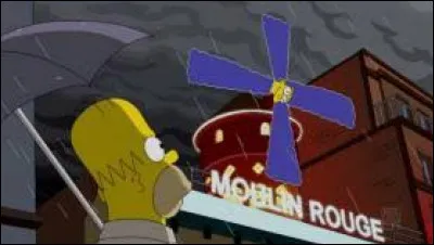 Sur la photo, vous pouvez voir Bart Simpson en train d'admirer le Moulin Rouge.