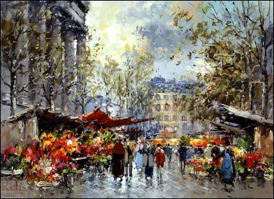 Nous voici à Paris, au "Marché aux fleurs de la Madeleine", par l'artiste :