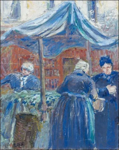 Voici une scène de marché à Falaise, immortalisée par :