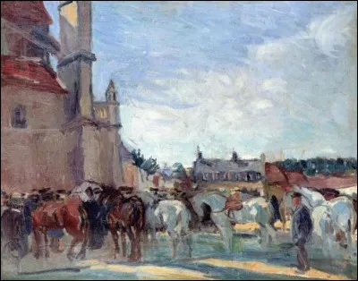 Qui a réalisé le tableau intitulé "Le Marché aux chevaux à Falaise" ?