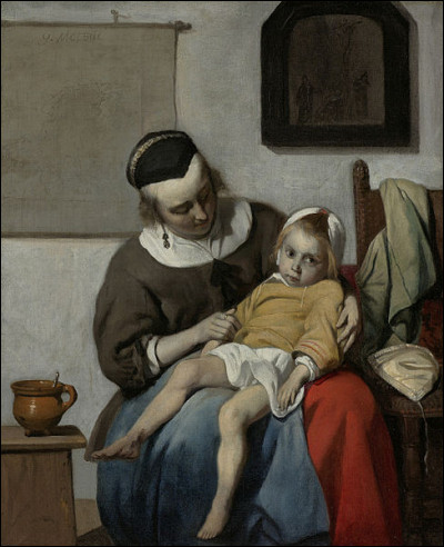 Quel peintre hollandais du XVIIe a réalisé le tableau "L'Enfant malade" ?