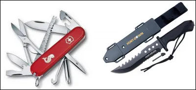 Comme tout sac de survie qui se respecte il a aussi des couteaux ! Mais lequel est un couteau suisse ?