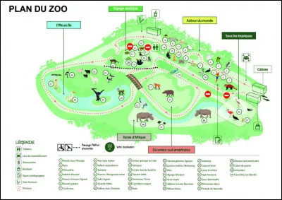 Où peut-on voir des tortues géantes (voir plan) ?