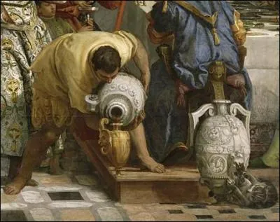 Ce chat au pied du vase de pierre est tir d'un grand tableau de Vronse que l'on peut voir au Muse du Louvre. Quel est le titre de ce tableau ?