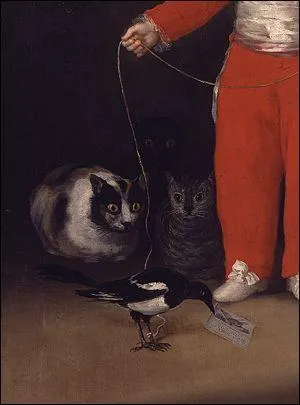 Les trois chats convoitant cette pie sont reprsents dans un tableau, le portrait d'un enfant. Quel artiste espagnol a peint ce tableau ?
