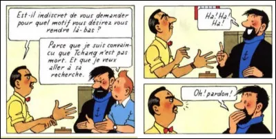 Dans leurs pérégrinations, Tintin et Haddock rencontre le chef de l'aérodrome de Katmandou, qui est le jouet d'un épisode coquasse : lequel ?