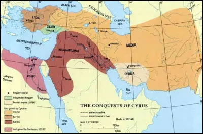 Quelle est l'étendue de l'empire perse lorsque Cambyse II, le fils de Cyrus II, devient roi ?