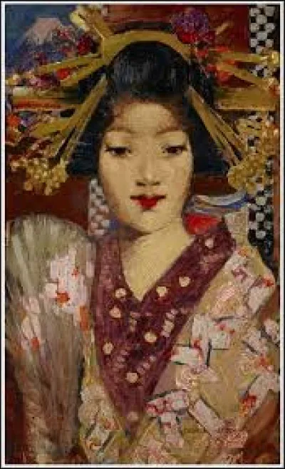 C'est une des versions des Geisha girls que ce peintre écossais (l'un des plus importants de l'Ecole de Glasgow) a réalisé en 1894 après son voyage d'études de 18 mois au Japon.