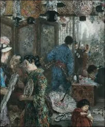 Le Magasin japonais est l'oeuvre d'un peintre allemand habitué des grandes scènes historiques