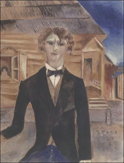 En 1914, il portait le nud papillon, et a fait son "autoportrait devant la maison" :