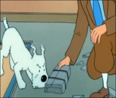Tintin reçoit un pavé à travers une vitre. Que dit le message qui l'accompagne  ?