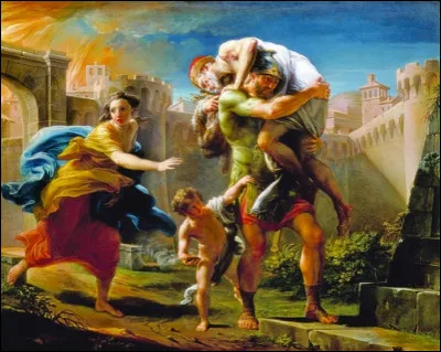 Courageux Énée portant son père lors de la fuite de Troie. Qui est-il ?