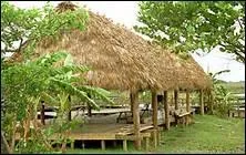 Quelle hutte ouverte sur pilotis  toit de chaume est traditionnellement utilise par les Creeks ?