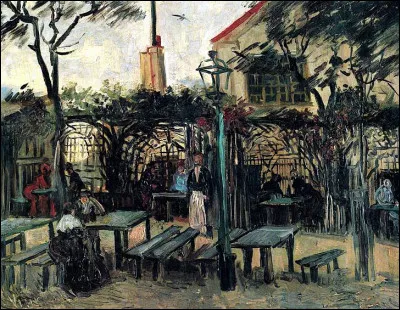 Qui a peint cette terrasse de café à Montmartre sous le titre "La Guinguette" ?