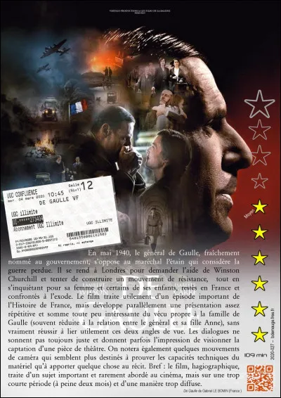 Quel acteur incarne le général dans le film historique de Gabriel Le Bomin intitulé "De Gaulle" ?